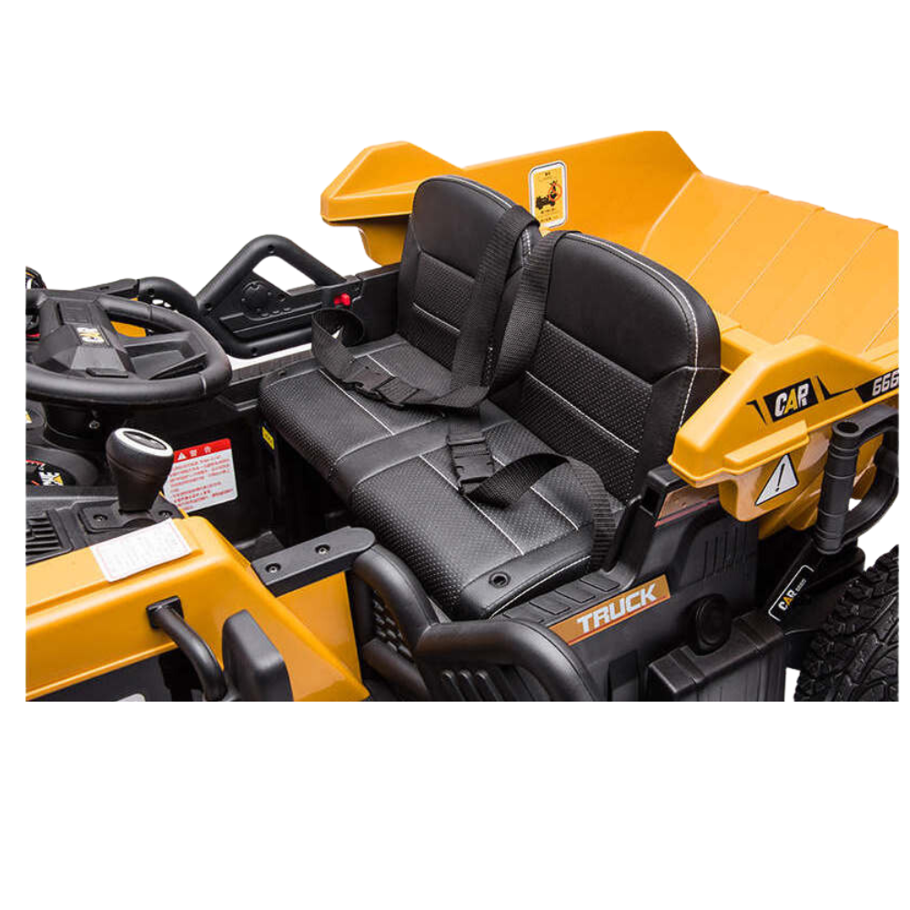 Kids Construction Dump Truck: 12V 2-Seater Ride-On Truck with Fun Automatic Dumping Gear