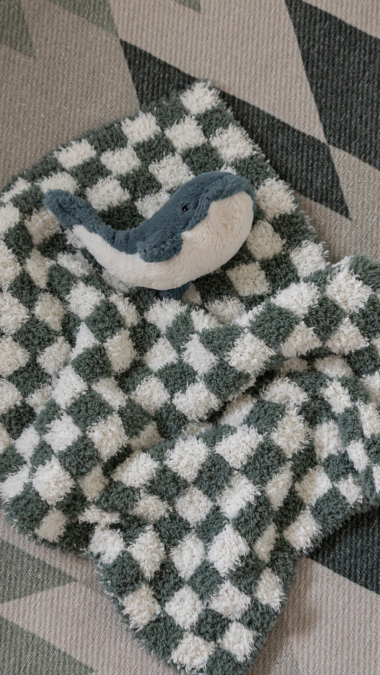 Baby's Breath & Forest Green Check Print Lovey
