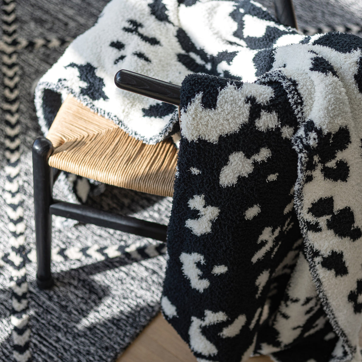 Tap Shoe & Baby's Breath Cow Print Extended Throw