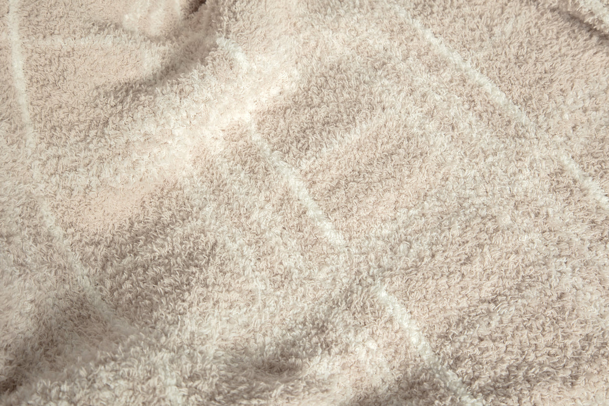 Blushing Beige & White Plaid Print Extended Throw