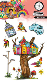 ABM Clear Stamp A Bird Mansion Art by Marlene 8 Pieces