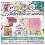 ABM Wooden Stamp Set Rubber Stamps Signature Collection 120x120x23mm 9 PC nr.595