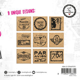 ABM Wooden Stamp Set Rubber Stamps Signature Collection 120x120x23mm 9 PC nr.595