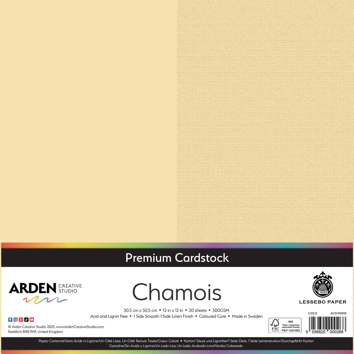 Arden Creative Studio Premium Cardstock 12in x 12in 300gsm 20 Pack