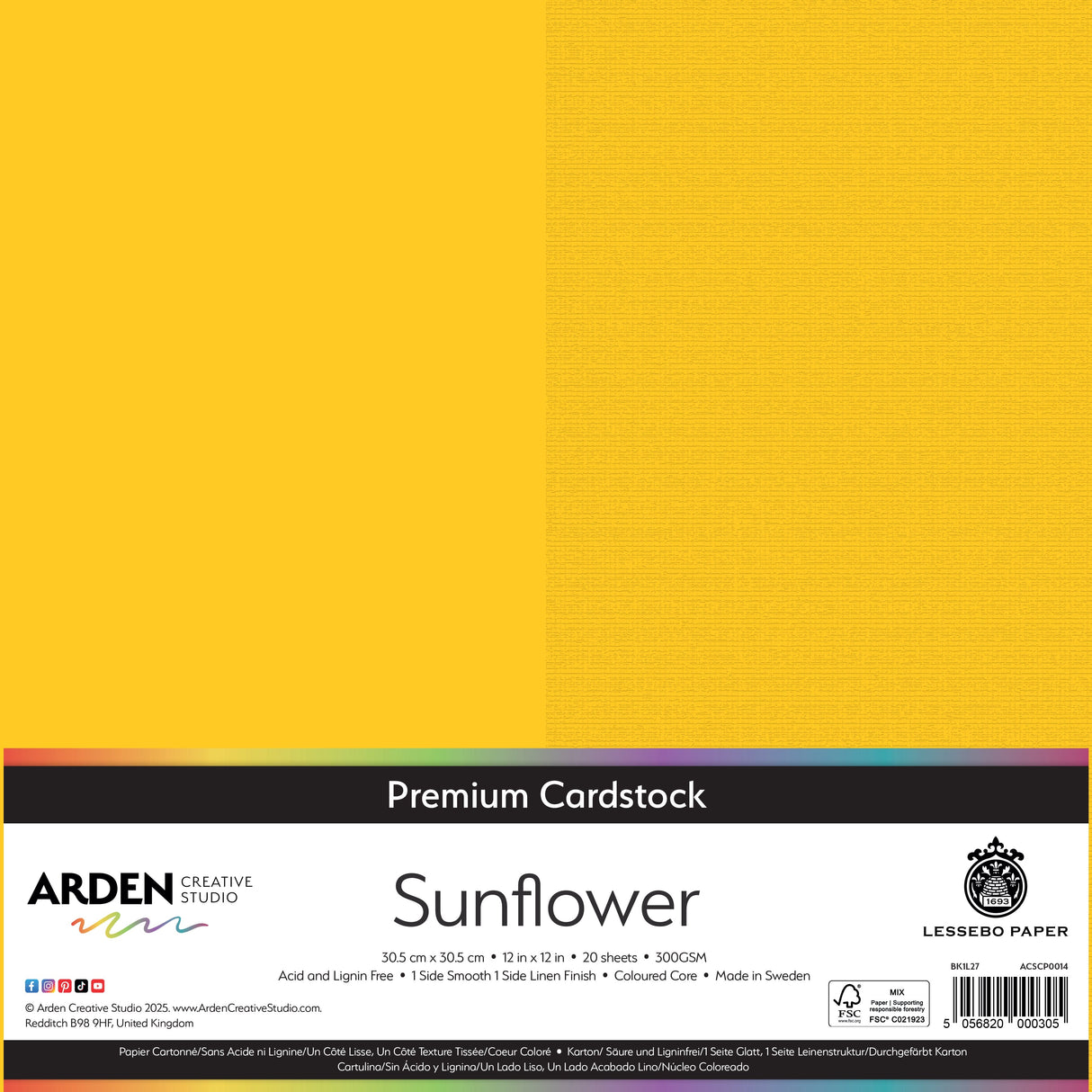Arden Creative Studio Premium Cardstock 12in x 12in 300gsm 20 Pack
