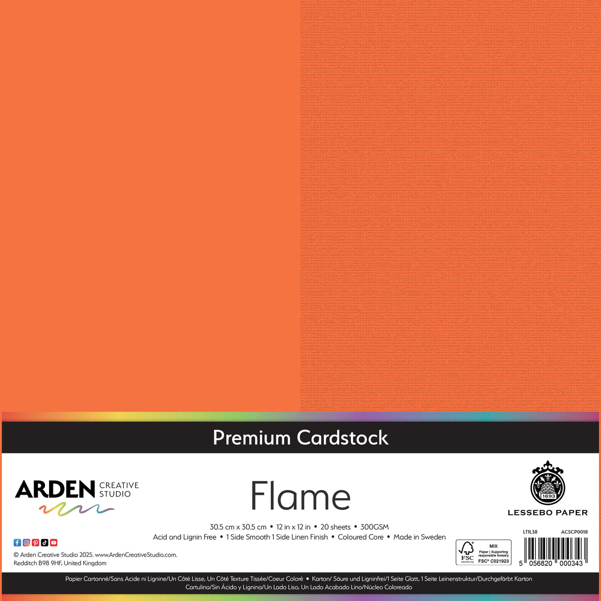 Arden Creative Studio Premium Cardstock 12in x 12in 300gsm 20 Pack