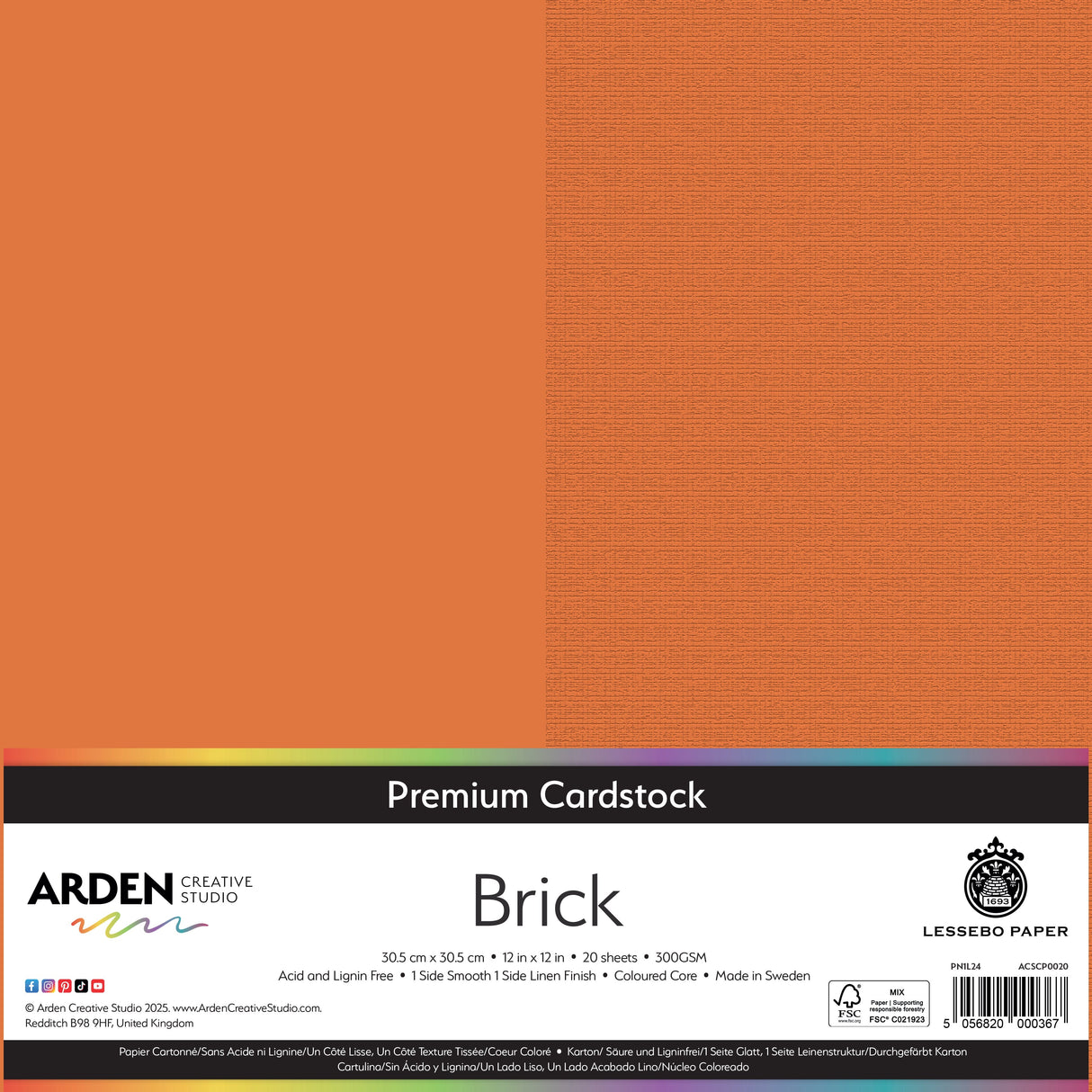 Arden Creative Studio Premium Cardstock 12in x 12in 300gsm 20 Pack