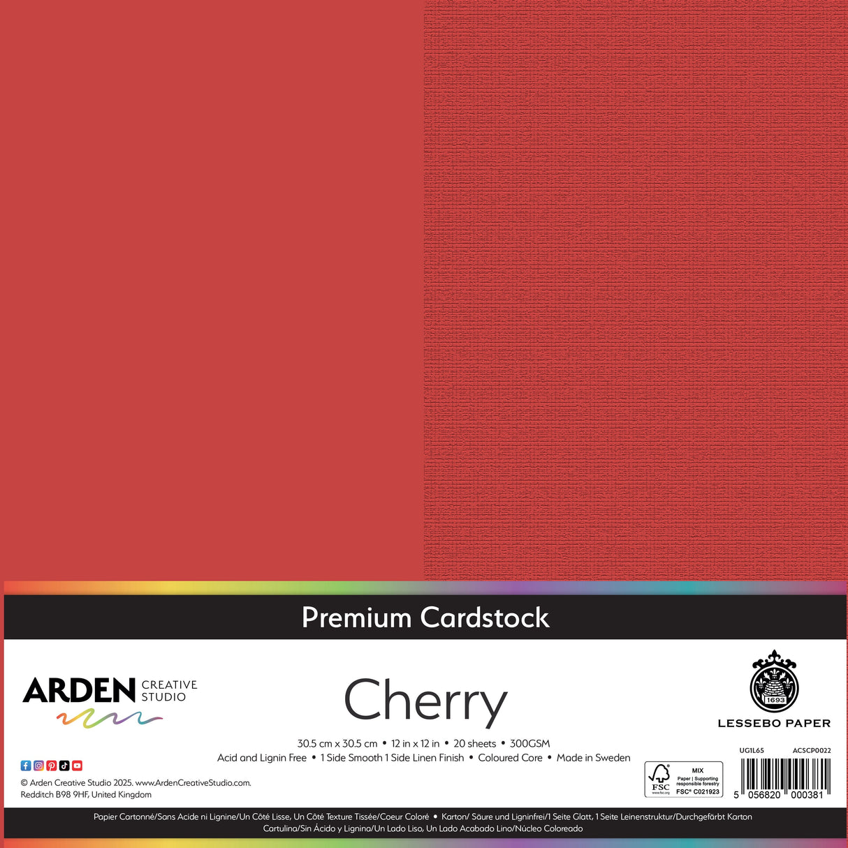 Arden Creative Studio Premium Cardstock 12in x 12in 300gsm 20 Pack