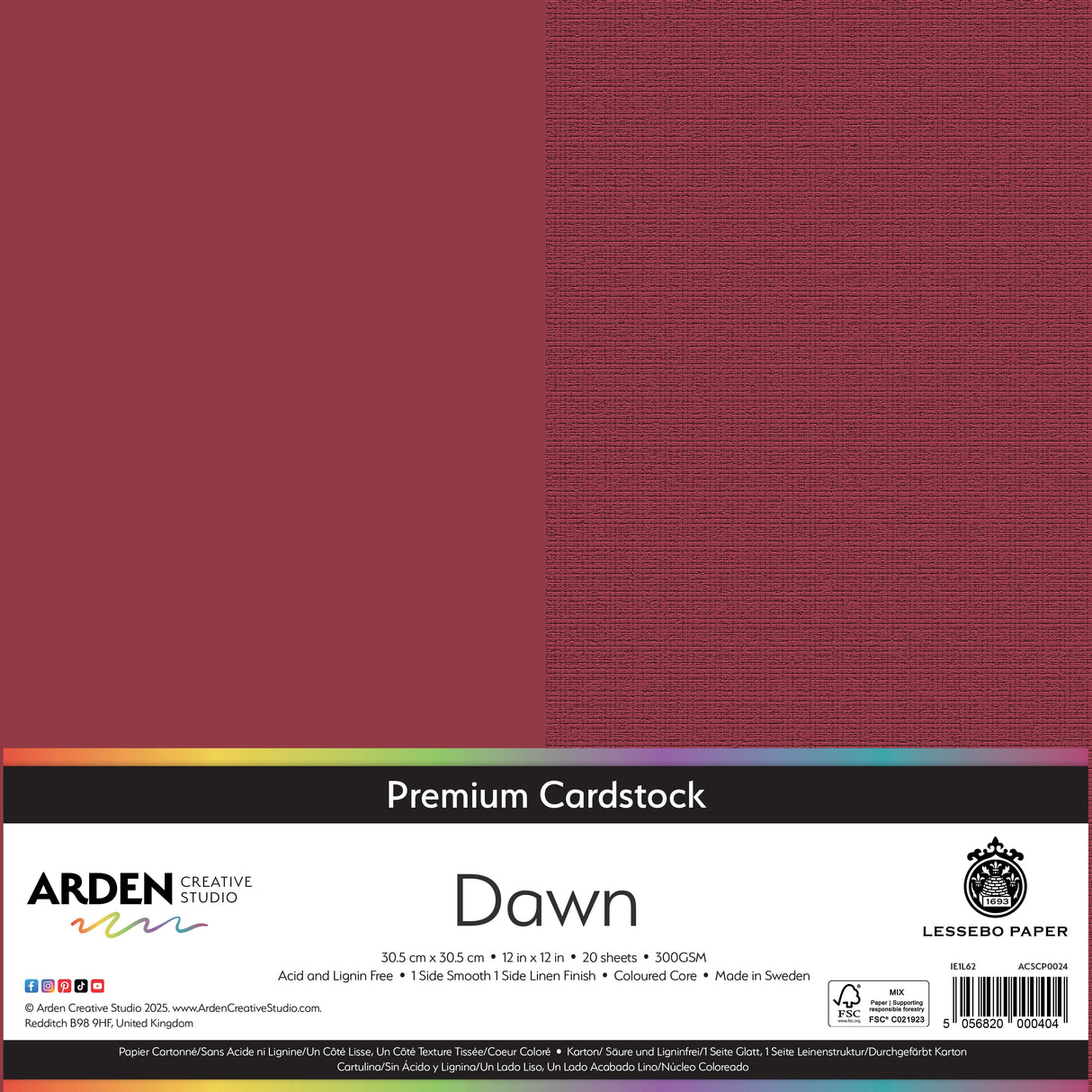 Arden Creative Studio Premium Cardstock 12in x 12in 300gsm 20 Pack