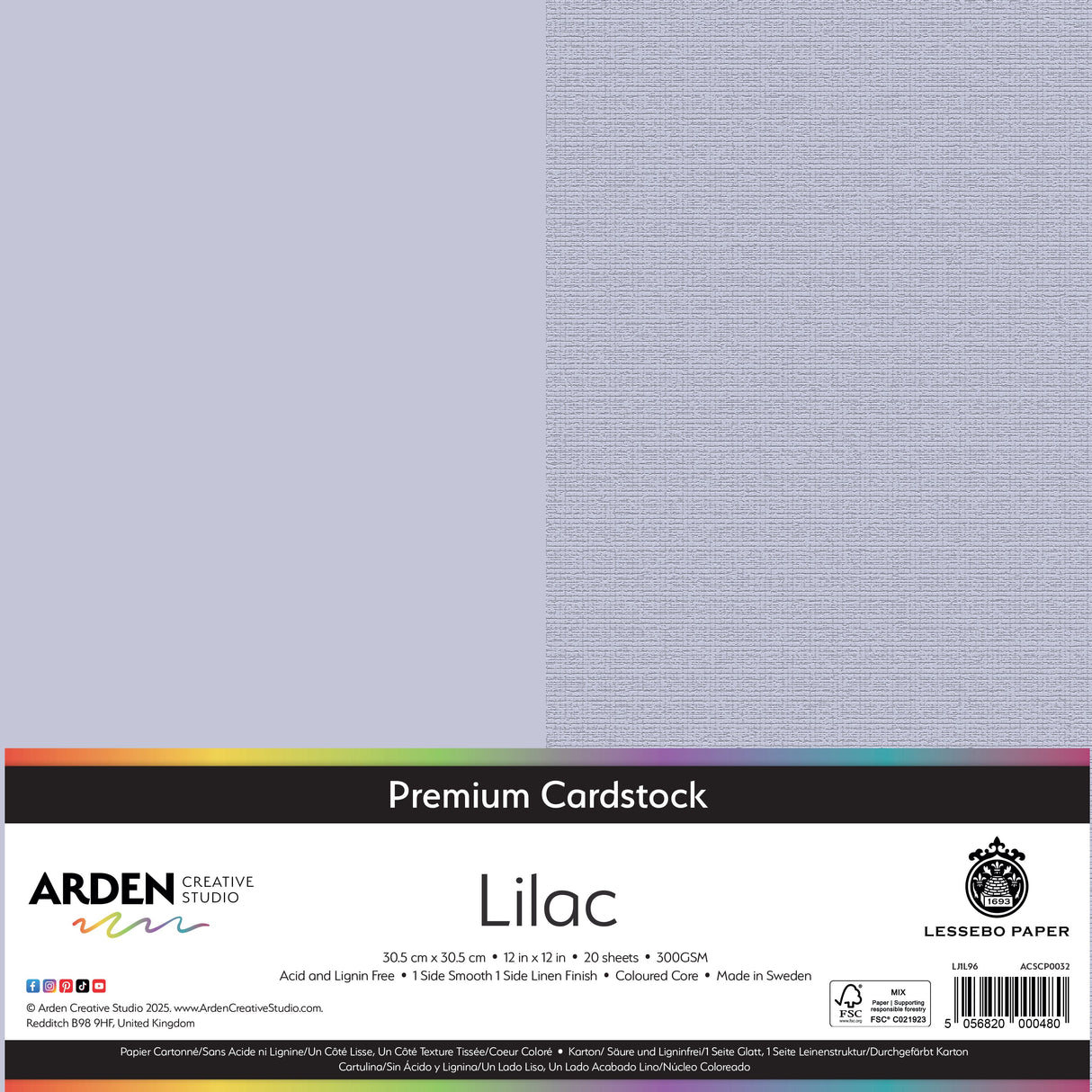 Arden Creative Studio Premium Cardstock 12in x 12in 300gsm 20 Pack