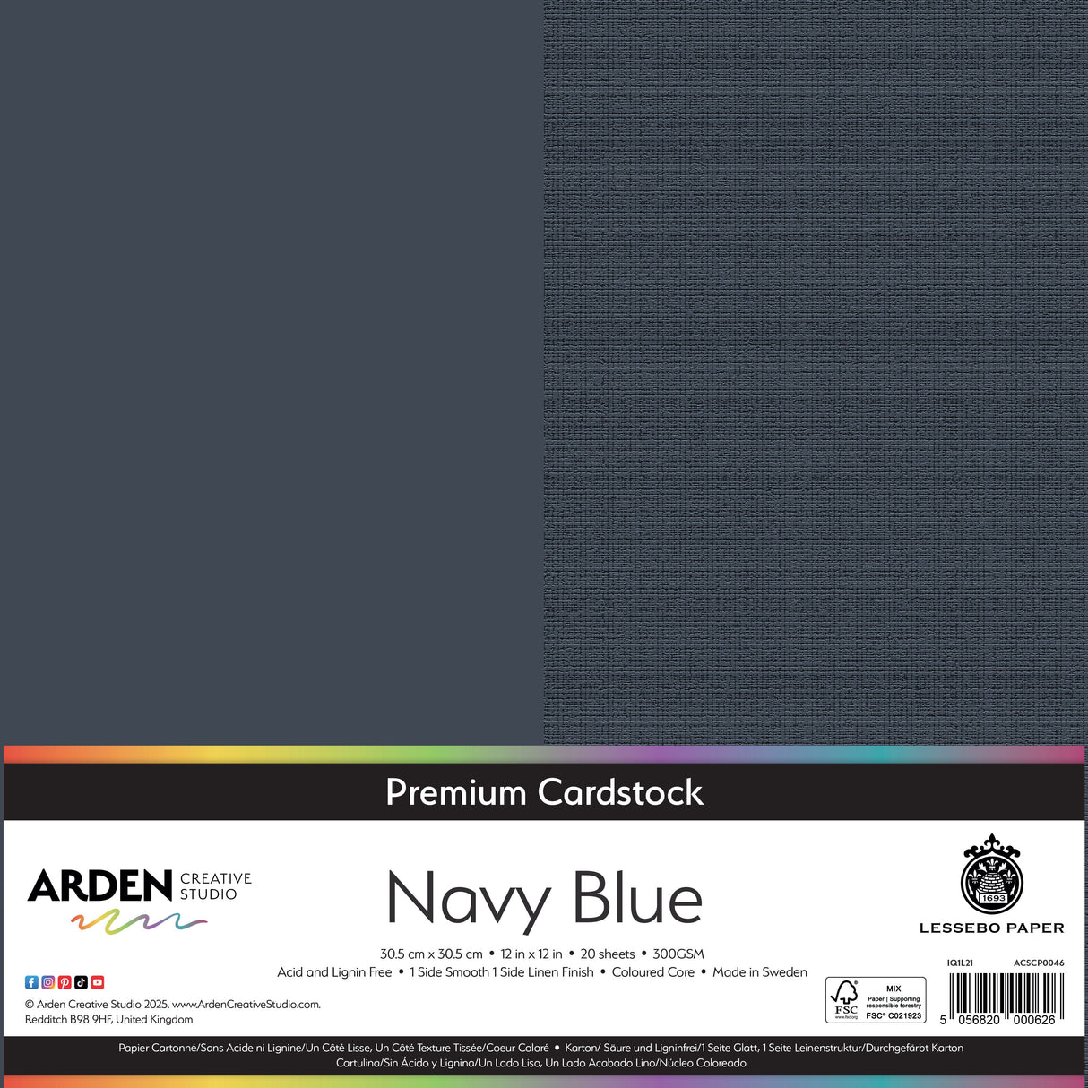 Arden Creative Studio Premium Cardstock 12in x 12in 300gsm 20 Pack