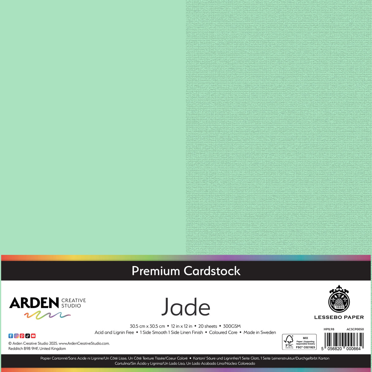 Arden Creative Studio Premium Cardstock 12in x 12in 300gsm 20 Pack