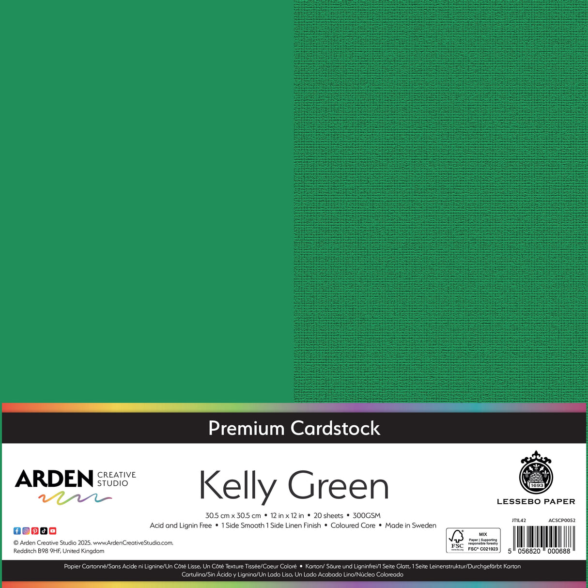 Arden Creative Studio Premium Cardstock 12in x 12in 300gsm 20 Pack