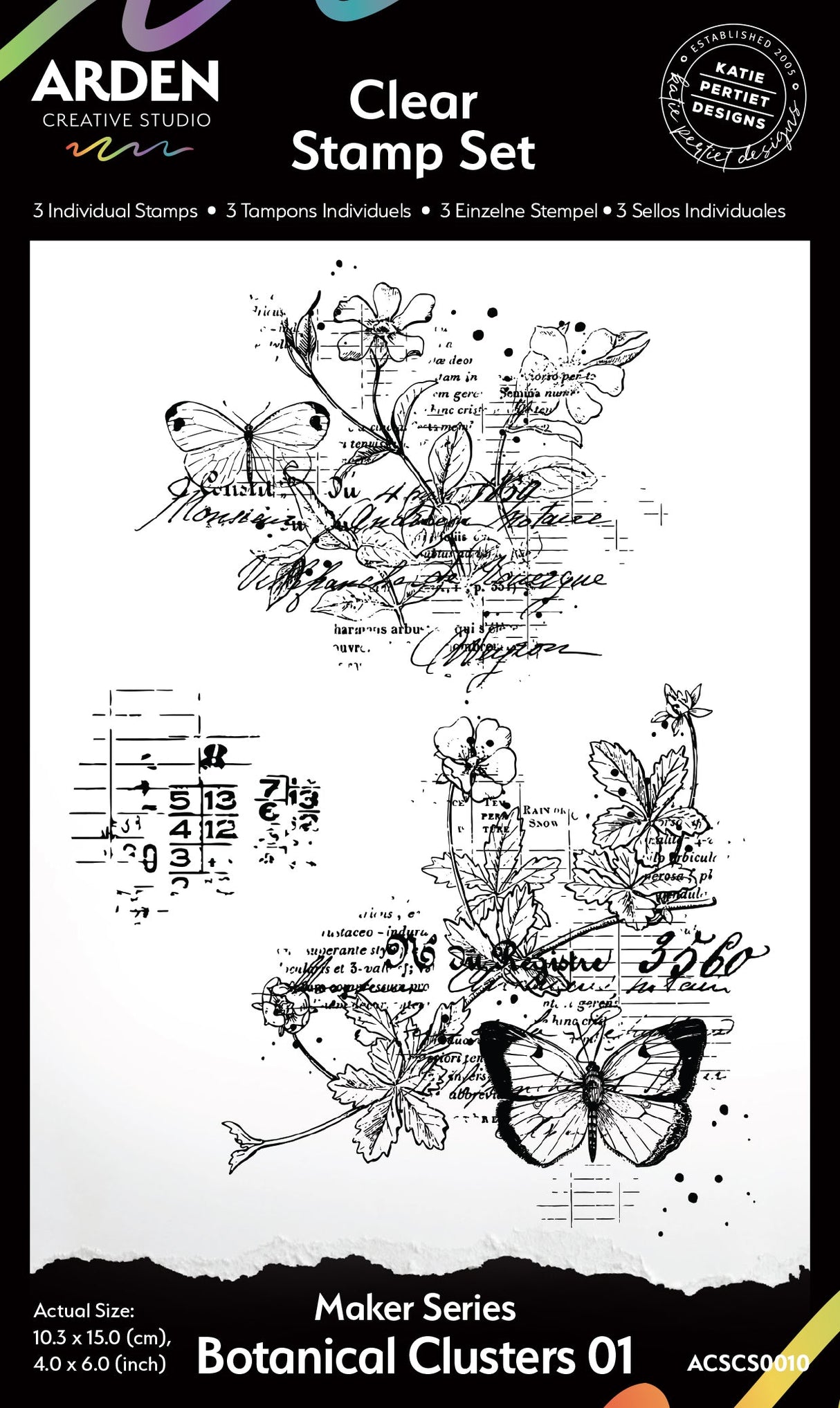 Arden Creative Studio Maker Series Botanical Clusters 01 4 in x 6 in Clear Stamp Set