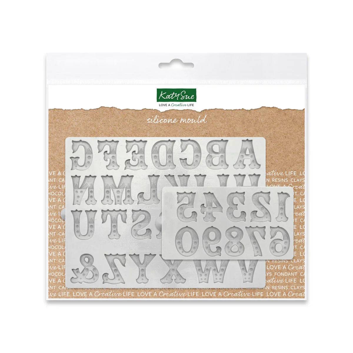 Zebrawood Font Alphabet and Numbers Silicone Mould Set of 2