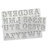 Zebrawood Font Alphabet and Numbers Silicone Mould Set of 2