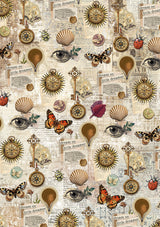 Rice Paper A5 MIXED 8/Pkg Cabinet Of Curiosities
