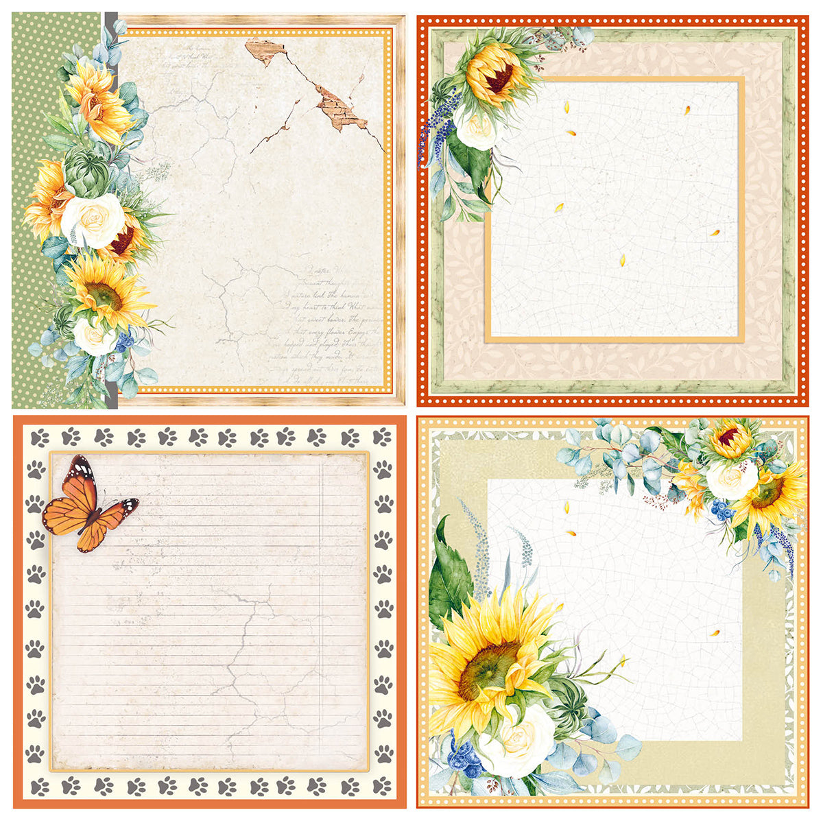 Ciao Bella Farmhouse Garden Patterns Pad 12"x12" 8/Pkg