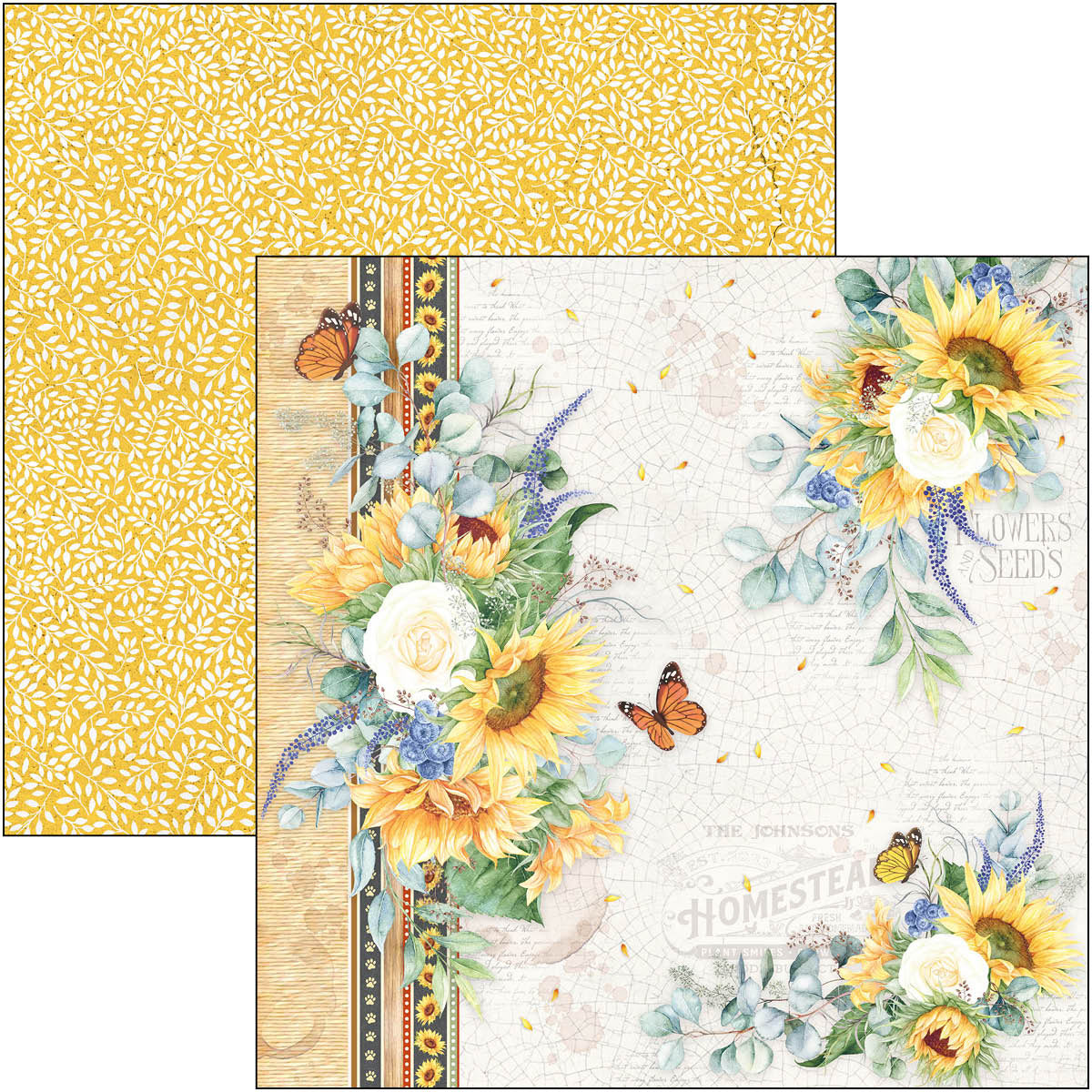 Ciao Bella Farmhouse Garden Patterns Pad 12"x12" 8/Pkg
