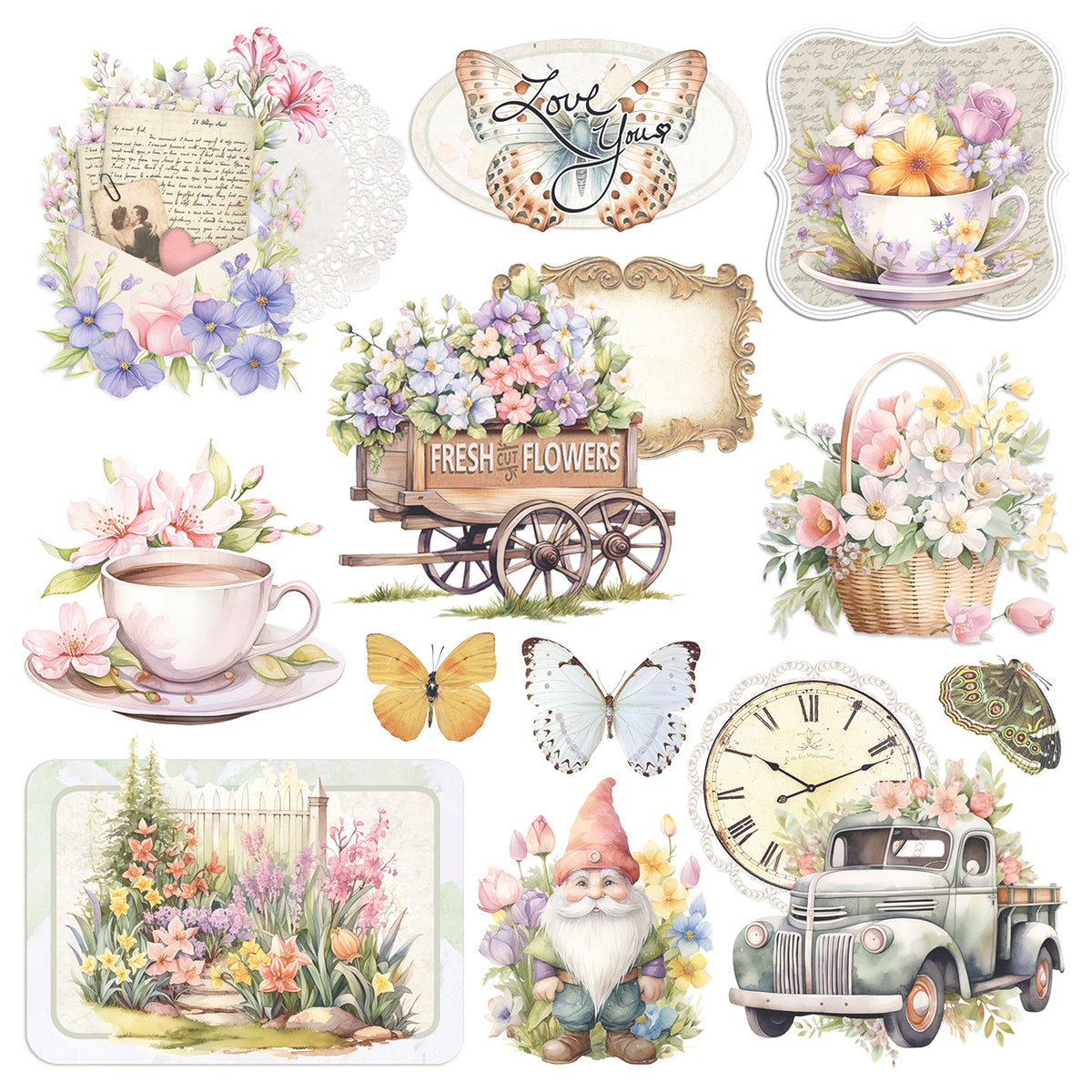 Vellum Flower Shop Fussy Cut 6"x6" 6/Pkg