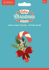 Crafter's Companion Retro Christmas Collection Metal Die Set - Candy Cane & Foilage