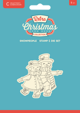 Crafter's Companion Retro Christmas Collection Stamp & Die Set - Snowpeople