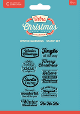 Crafter's Companion Retro Christmas Collection Clear Acrylic Stamp Set - Winter Blessings
