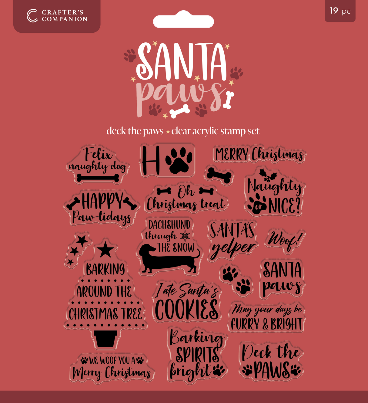 Crafter’s Companion Santa Paws Clear Acrylic Stamp - Deck the Paws