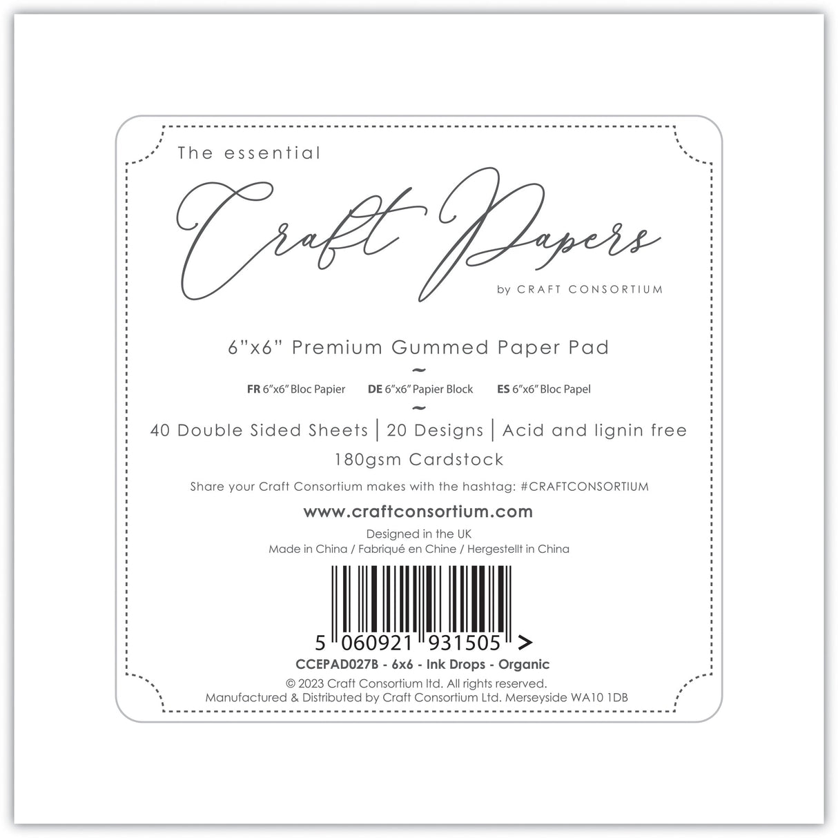 Craft Consortium Ink Drops - Organic - 6x6 Paper Pad