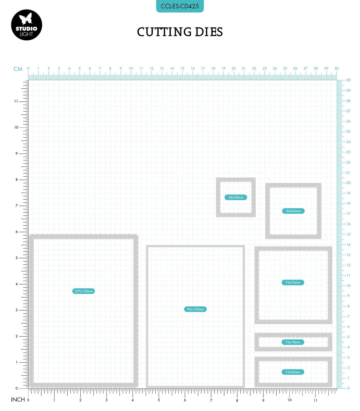 CCL Cutting Die Scalloped Square Essentials 150x107x1mm 1 PC nr.425