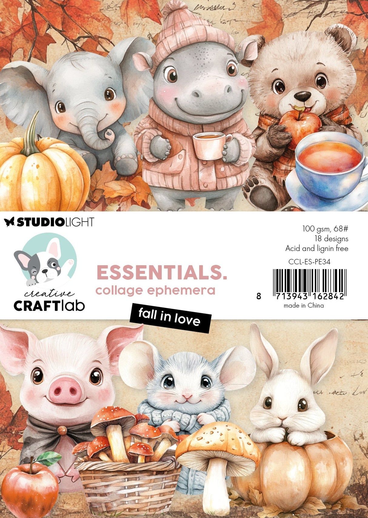 CCL Collage Ephemera Fall In Love Essentials 18 Pieces