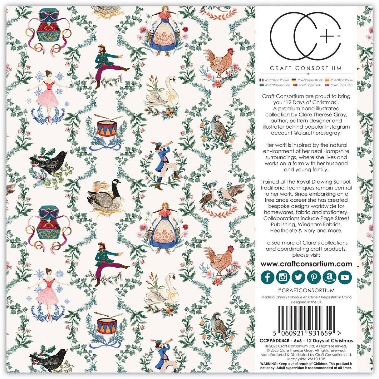 Craft Consortium 12 Days Of Christmas - 6x6 Paper Pad
