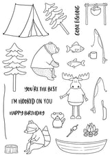 Creative Expressions Jane's Doodles Gone Fishing 6 in x 8 in Clear Stamp Set