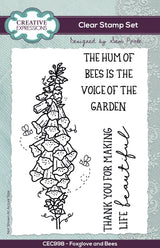 Creative Expressions Sam Poole Foxglove and Bees 6 in x 4 in Clear Stamp Set