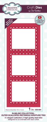 Creative Expressions Sue Wilson Slimline Outer Scalloped Rectangle Aperture Trio Craft Die