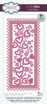 Creative Expressions Sue Wilson Slimline Anniversary Hearts Craft Die