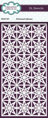 Creative Expressions Patchwork Mosaic DL Stencil 4 in x 8 in (10.0 x 20.3 cm)