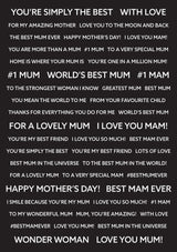 Creative Expressions Wordies Sentiment Sheets - Best Mum Pk 4 6 in x 8 in