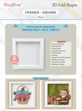CrafTreat 3D Fold Shapes - Frames White - Square 6pcs