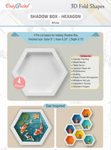 CrafTreat 3D Fold Shapes - Shadow Box White - Hexagon 4pcs