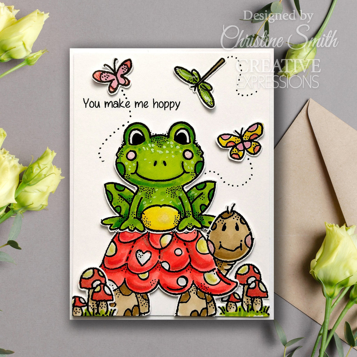Woodware Clear Singles Hopping Gnome 4 in x 6 in Stamp Set