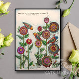 Katkin Krafts Dance With Dahlias 6 in x 8 in Clear Stamp Set