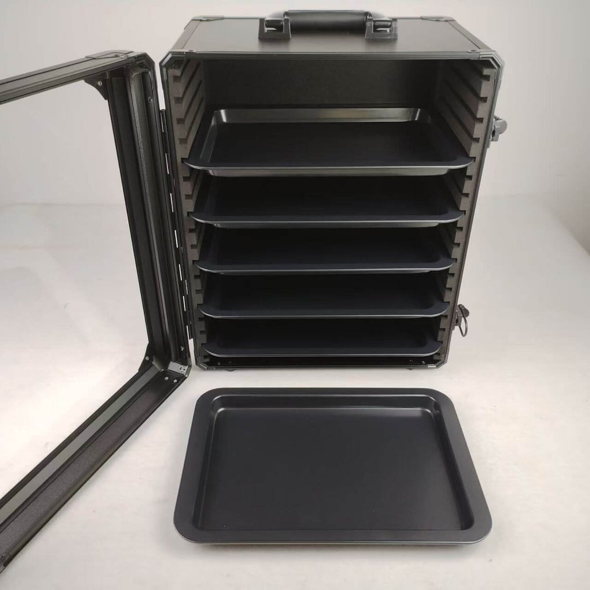 Aluminum Miniatures Display Case with 5 Magnetic Trays