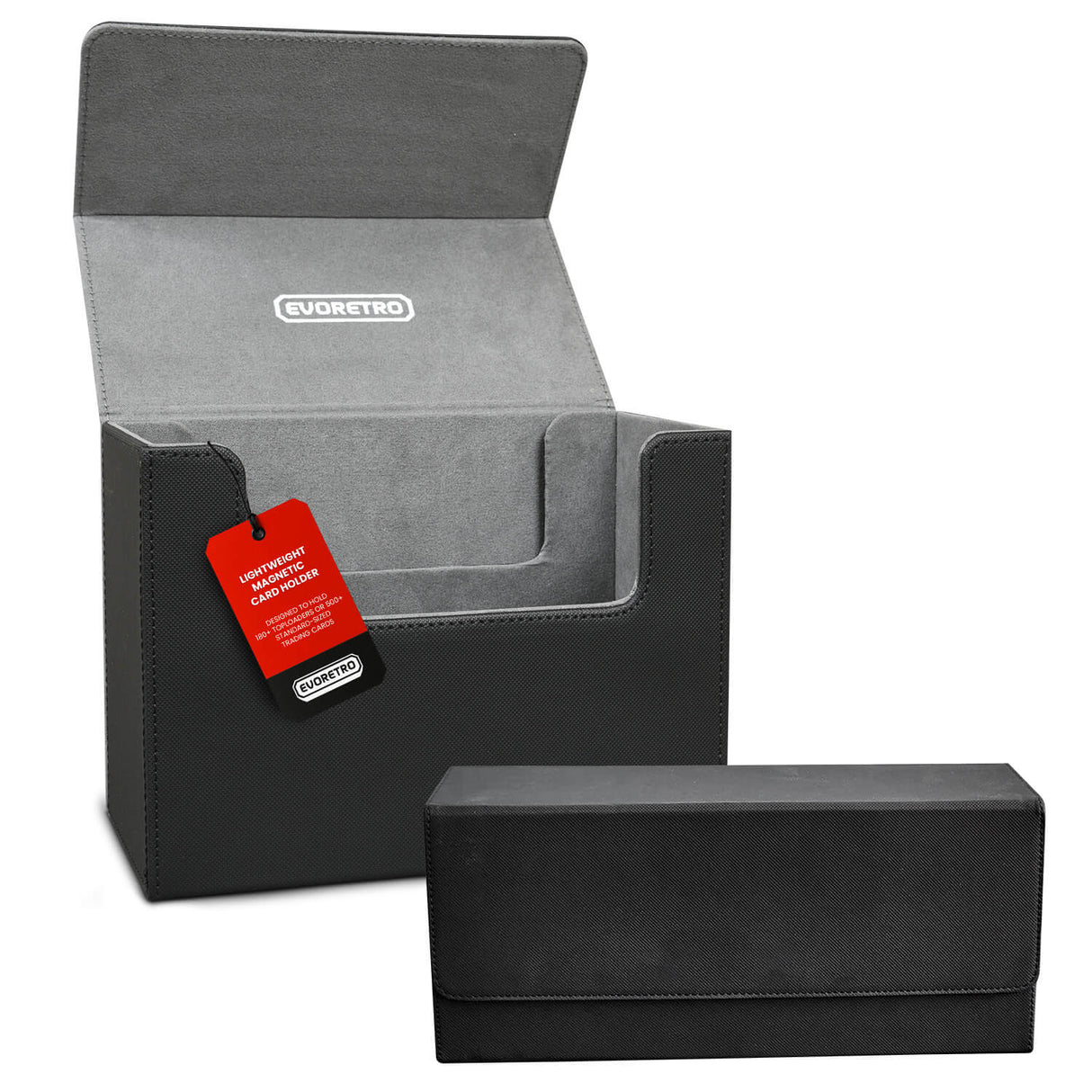 EVORETRO Lightweight Magnetic Card Holder - 180+ Toploaders or 500+ Trading Cards | Black/Grey