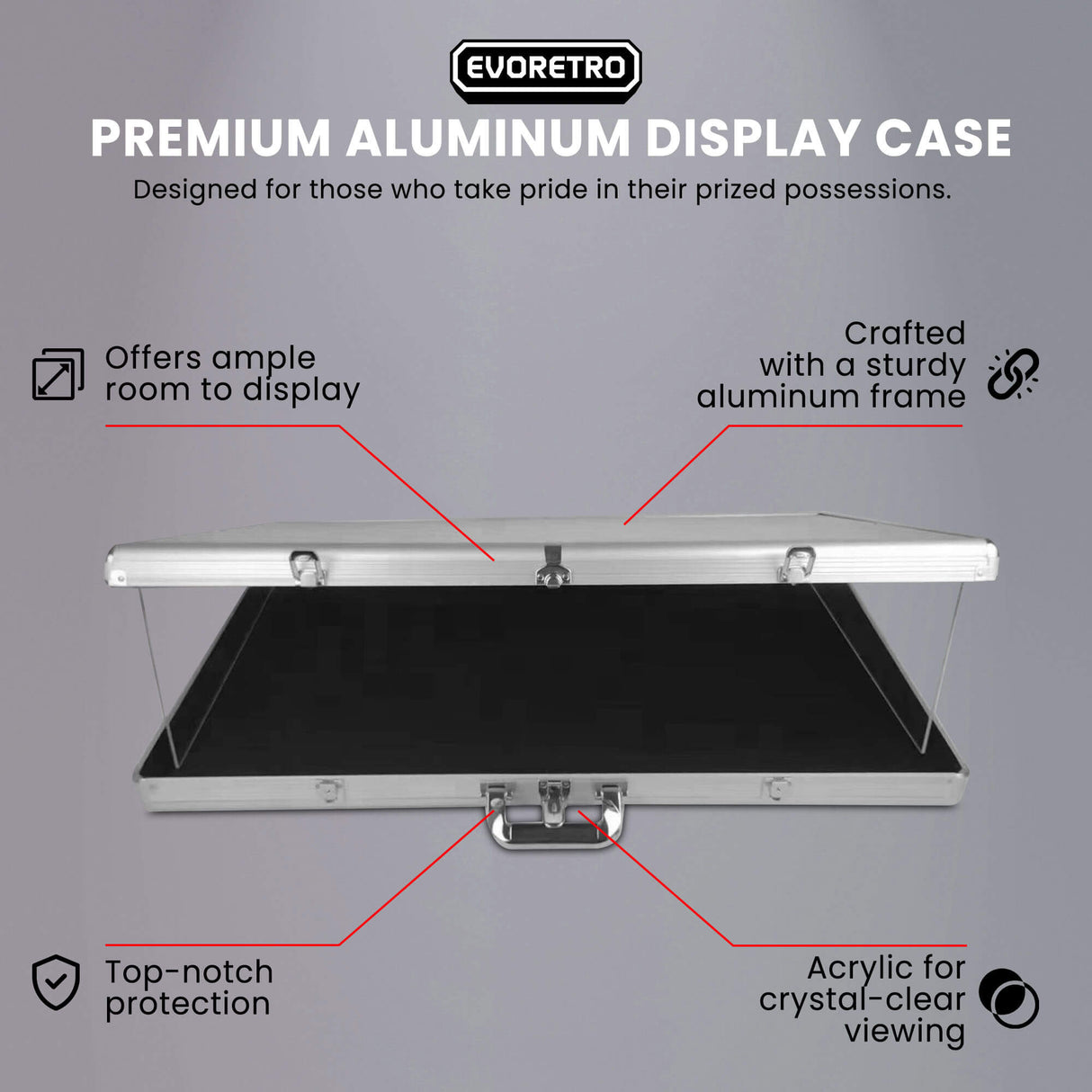 EVORETRO Aluminum Acrylic Clear Top Display Vendor Trade Show showcase