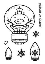 Woodware Clear Singles Snowman Light Bulb 3 in x 4 in Stamp