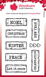 Woodware Clear Singles Christmas Junk Labels 3 in x 4 in Stamp