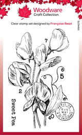 Woodware Clear Singles Sweet Pea 3 in x 4 in Stamp Set