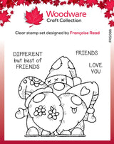 Woodware Clear Singles Gnome Friends 4 in x 4 in Stamp