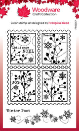 Woodware Clear Singles Winter Postage 4 in x 6 in Stamp Set
